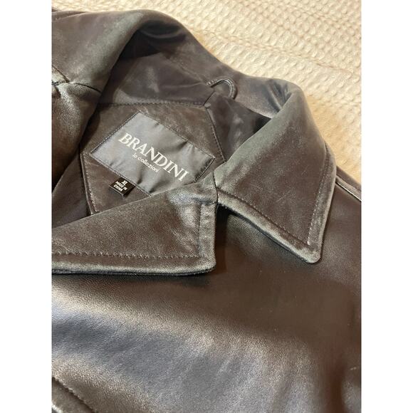 Brandini Le Collezioni Mens Black Buttery Soft Button Up Y2K Leather Jacket XL - Picture 9 of 13